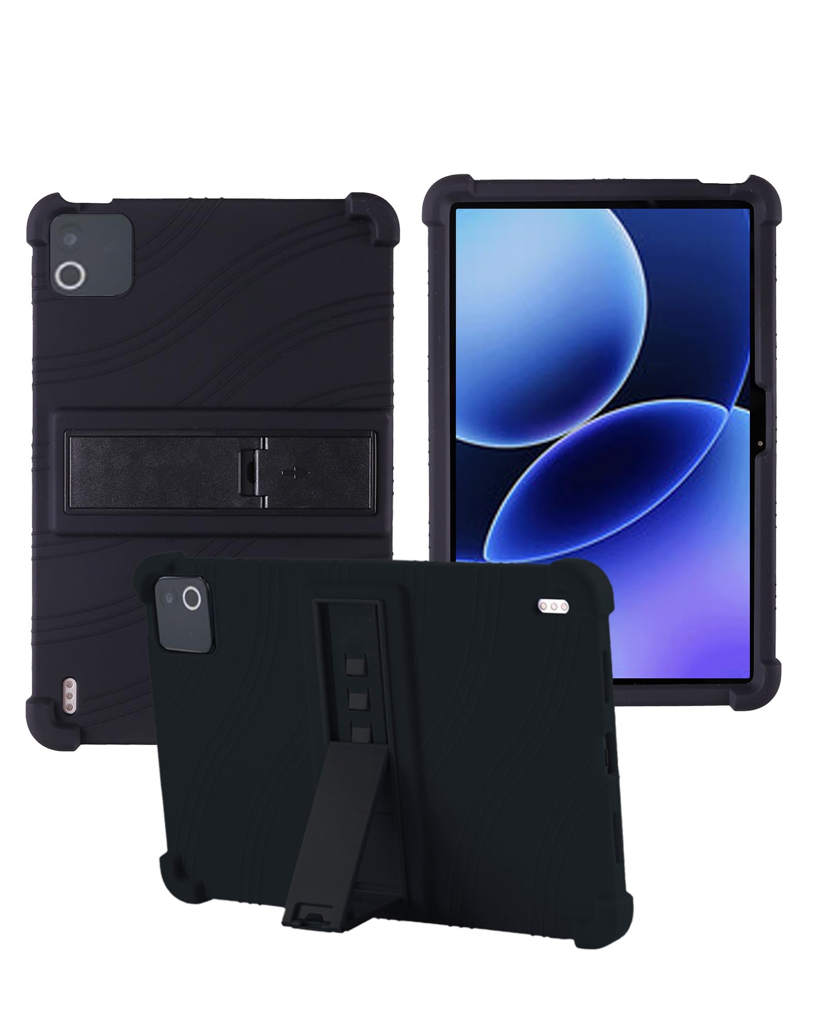 for Xiaomi Pad 8/8 Pro 11.2 Inch Tablet Case,BOVUGAC Soft Silicone Adjustable Stand Shockproof Kids Friendly for Xiaomi Pad 8 11.2" Tablet(Black)