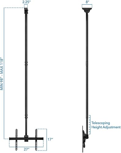 Miniatura 4 de Mount-It! Soporte de montaje de TV de techo extralargo, 10 pies de largo, se adapta a televisores de pantalla plana de 40 42 47 50 55 60 70