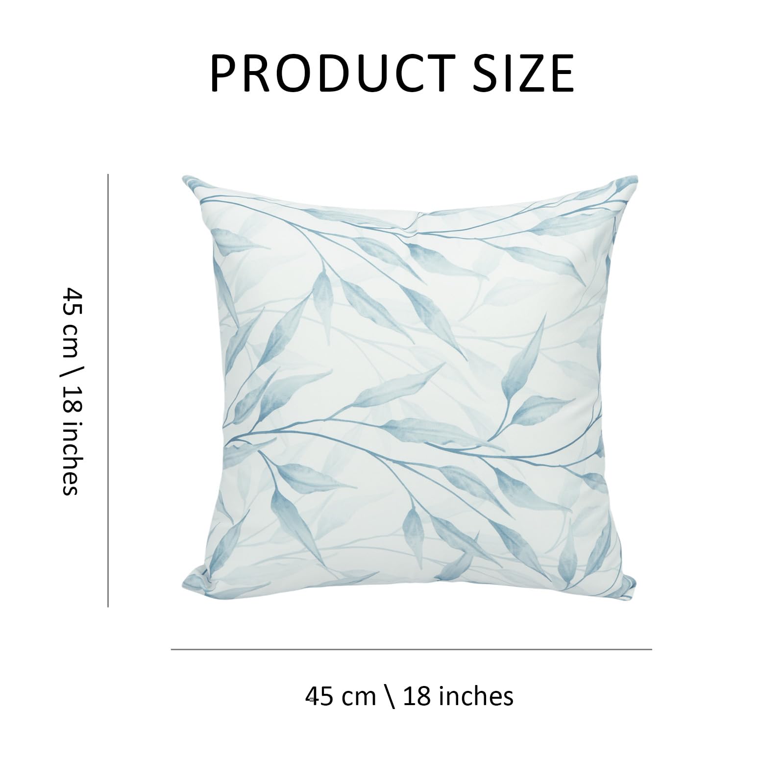 Betadistor Cushion Covers Throw Pillow Cover Square Decorative Pillowcase with Blue Leaf Patterns for Garden Sofa Livingroom Bedroom Tent Park 2 Pieces 18x18 Inch - Image 4