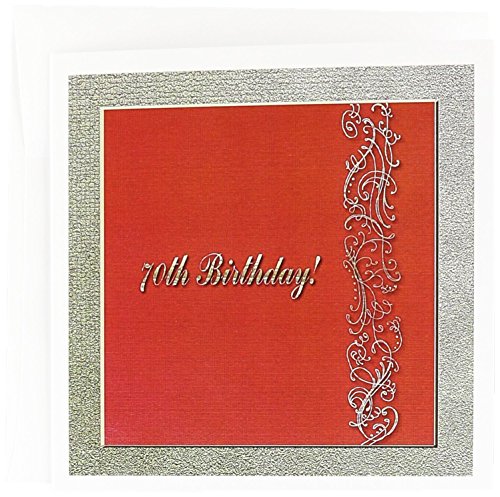 Cartes de vœux pour 70e anniversaire rouge et doré lot de 6 format 15x15