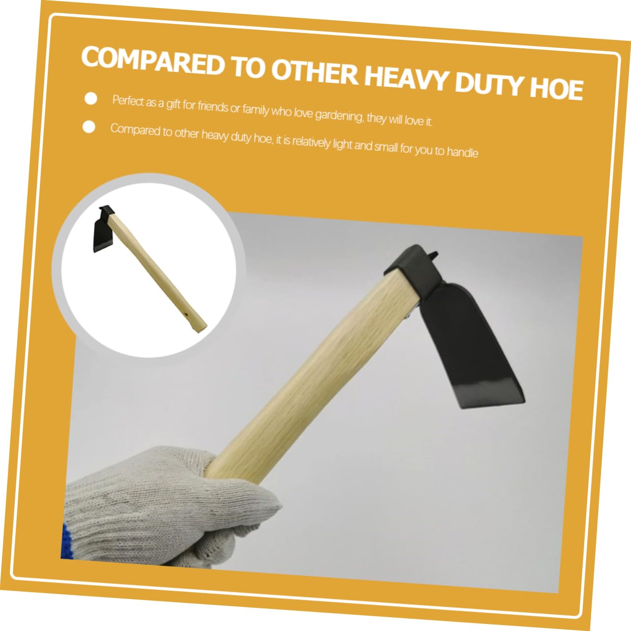 Abaodam 2 Piezas pequeña azada de mano herramienta para deshierbar grietas azada de acero azada para cavar tierra azada de cultivo de hortalizas azada de excavación de jardinería madera