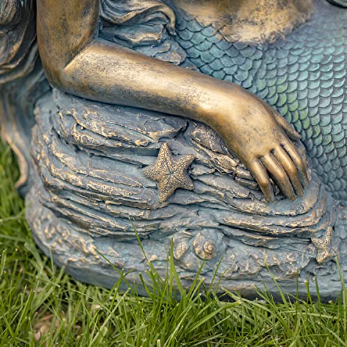 Estatua de sirena de cemento con base de magnesio para uso interior y exterior miniatura 4