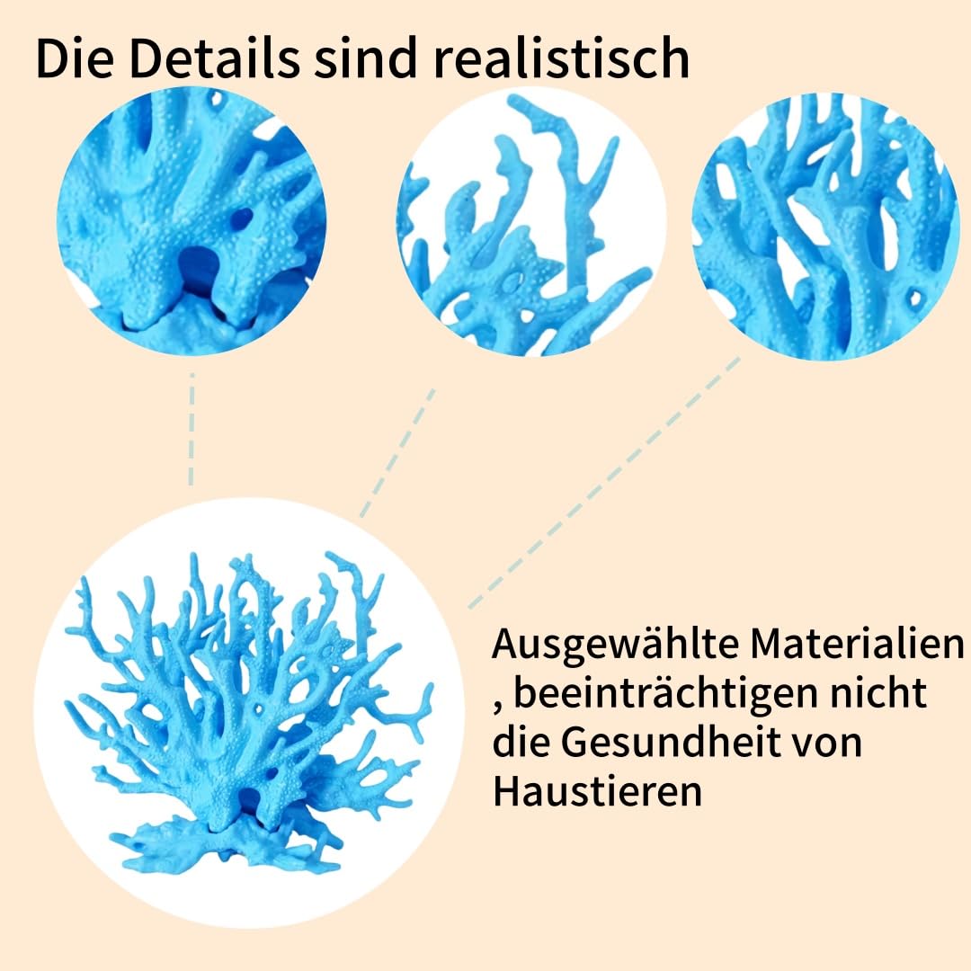 Décoration d’Aquarium en Bois Faux Corail, crevettes Aquarium et Plante d’Aquarium réel, adapté aux Aquariums Petits à Moyens (Bleu)