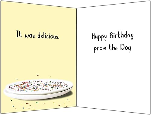 Miniatura 2 de Glory To Dog Tarjeta de cumpleaños con texto en inglés "I Got You a Birthday Cake and It Was Delicious Happy Birthday from The Dog" con sobre para