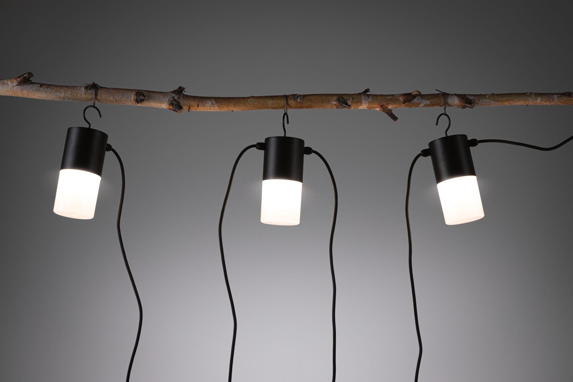 Paulmann 94761 Plug & Shine LED łańcuch świetlny Tubs IP44 3x2W 3x160lm możliwość ściemniania antracyt aluminium 3000K E14 z wymienną żarówką