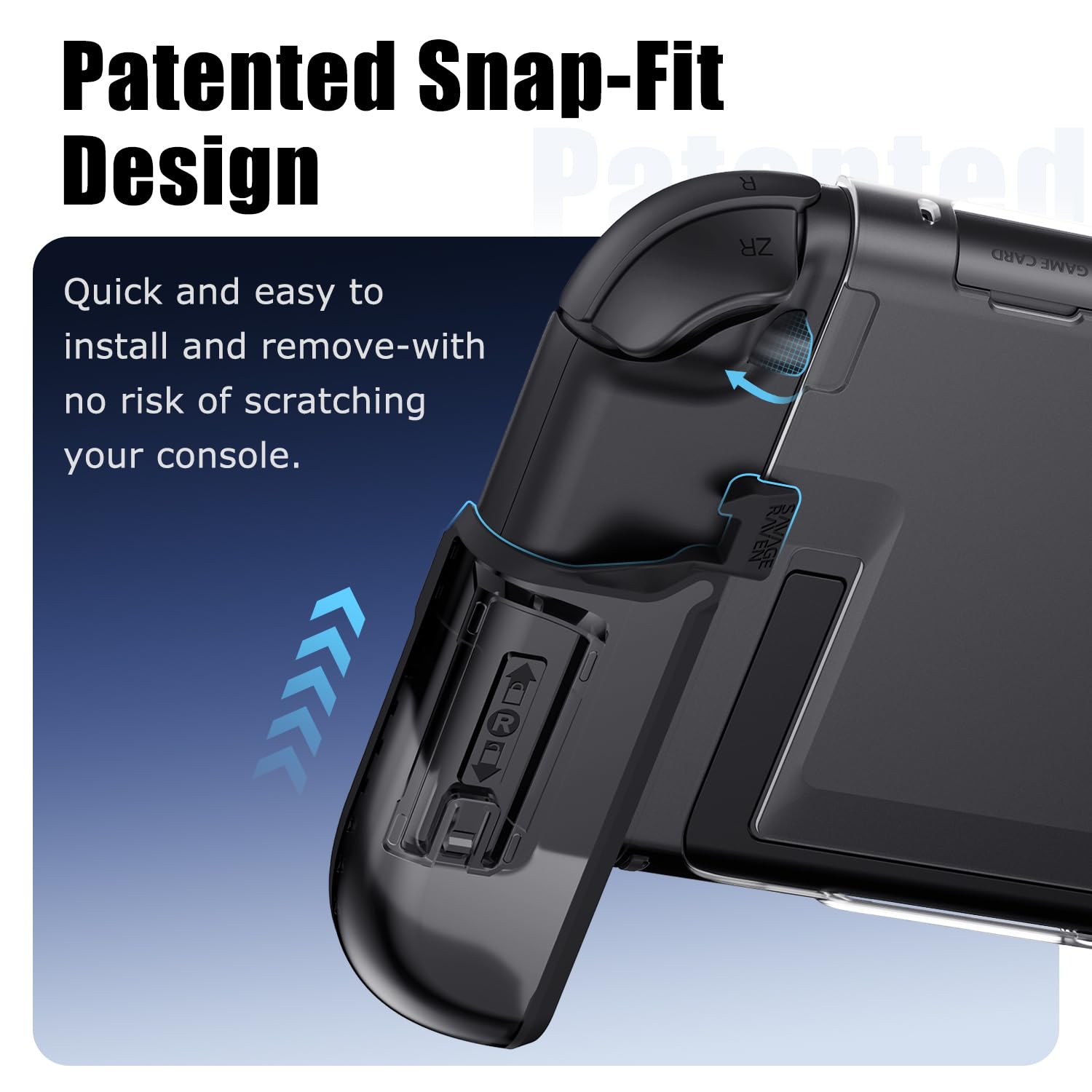 Savage Raven by Skull & Co. FissionGrip: Dockable Split Protective Case for Nintendo Switch 2 (2025), Slim PC Shell with Detachable Grip Cover- Neon Blue & Red