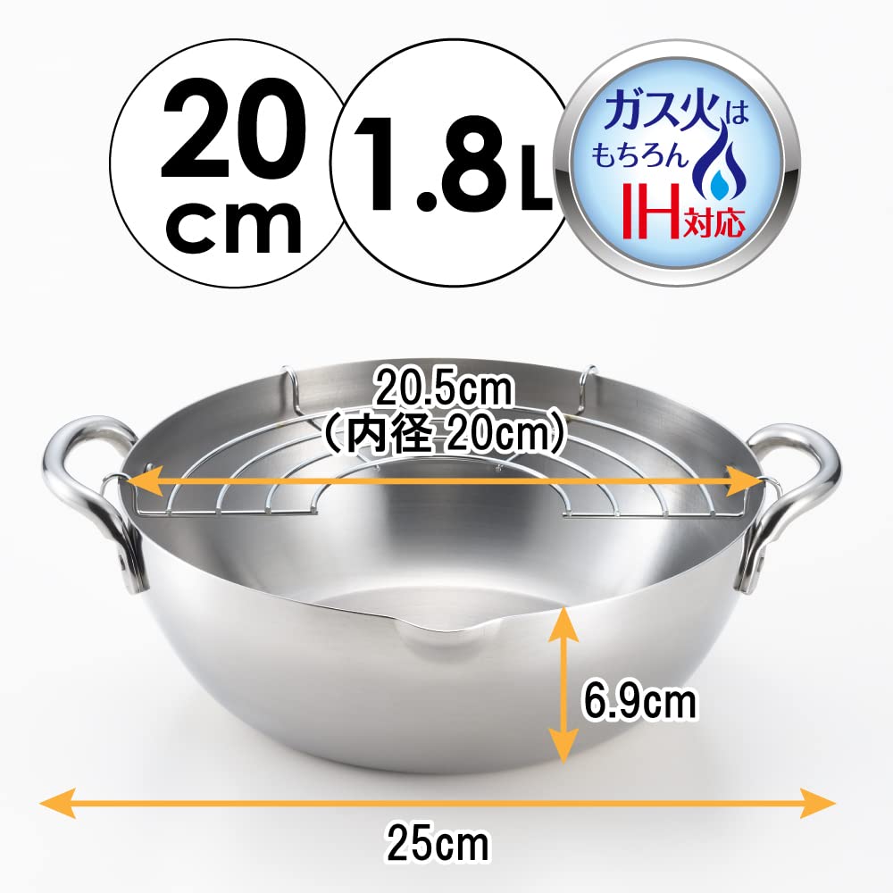 Amazon.com: Yoshikawa SJ3391 Deep Frying Pot, Tempura Pot, 7.9