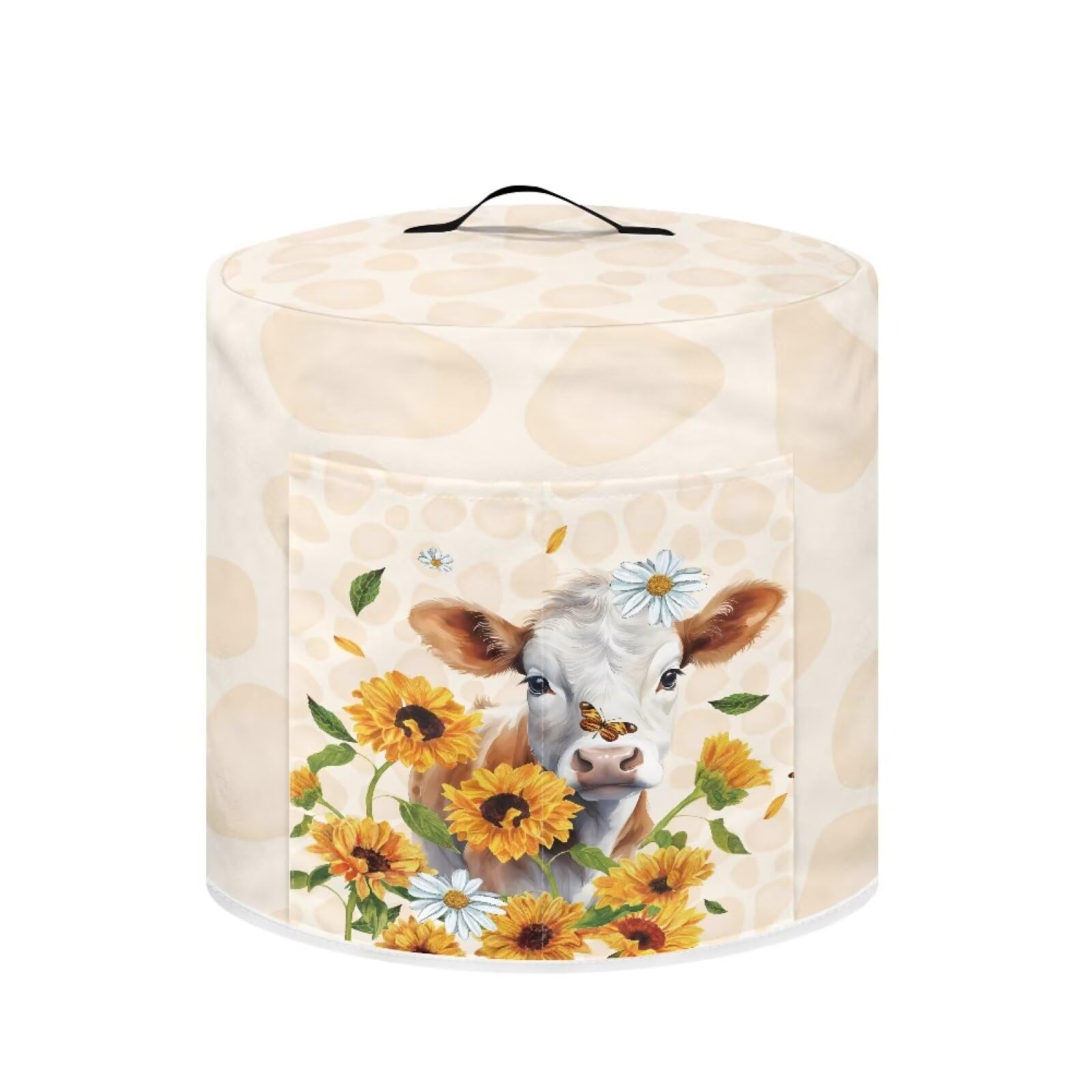 DISNIMO Sunflower Cow Pressure Cooker Cover for Women Dust-proof Cover for Rice Cooker Air Fryer Kitchen Appliance Covers with Top Handle and Pocket Home Kitchen Decor