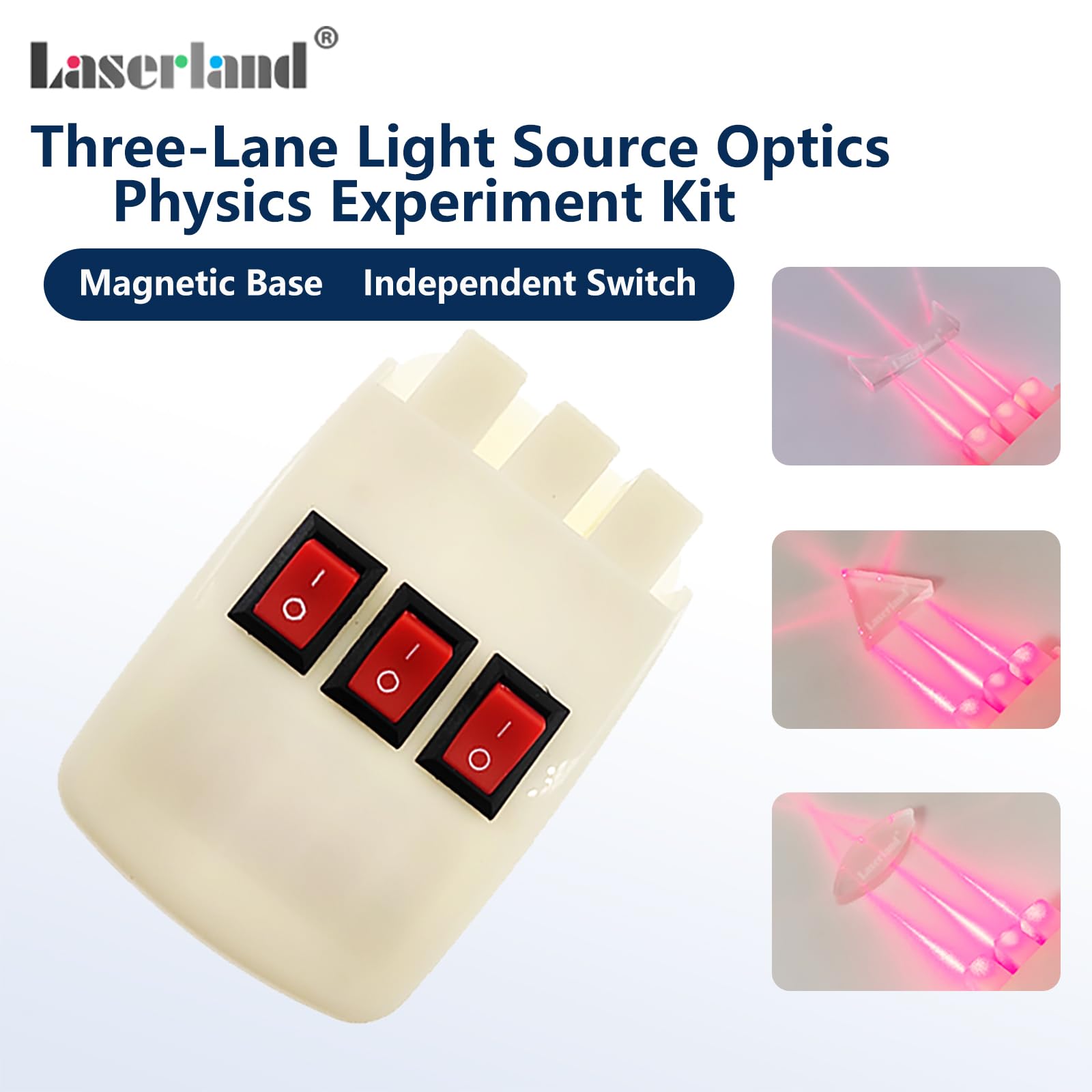 Magnetic Physics Optical Experiment Kit Refraction Reflector Triangular Prism Convex Lens Concave Mirror Linear Light Source - Image 2