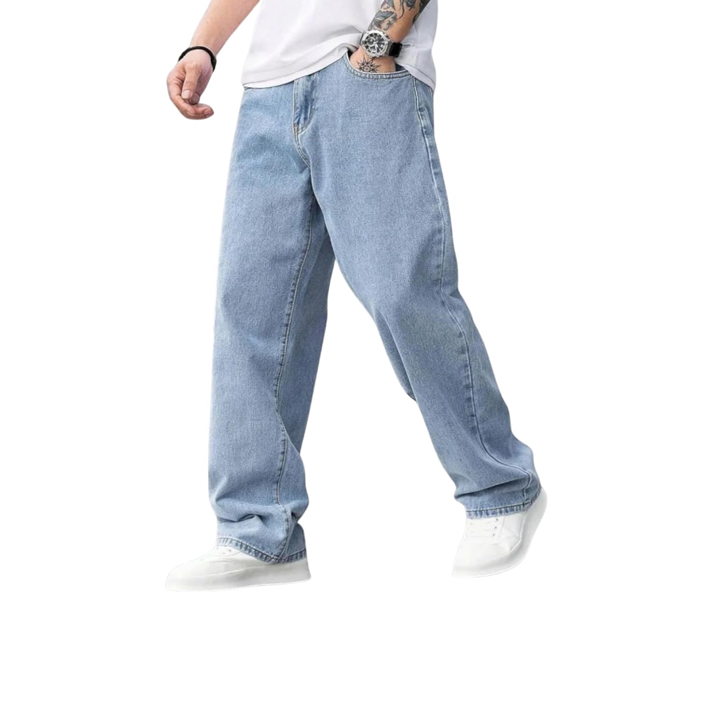 Men's Straight Fit Mid Rise Blue Jeans | Classic Denim Pants | Button & Zip Closure | Comfortable Casual Everyday Wear-image-20