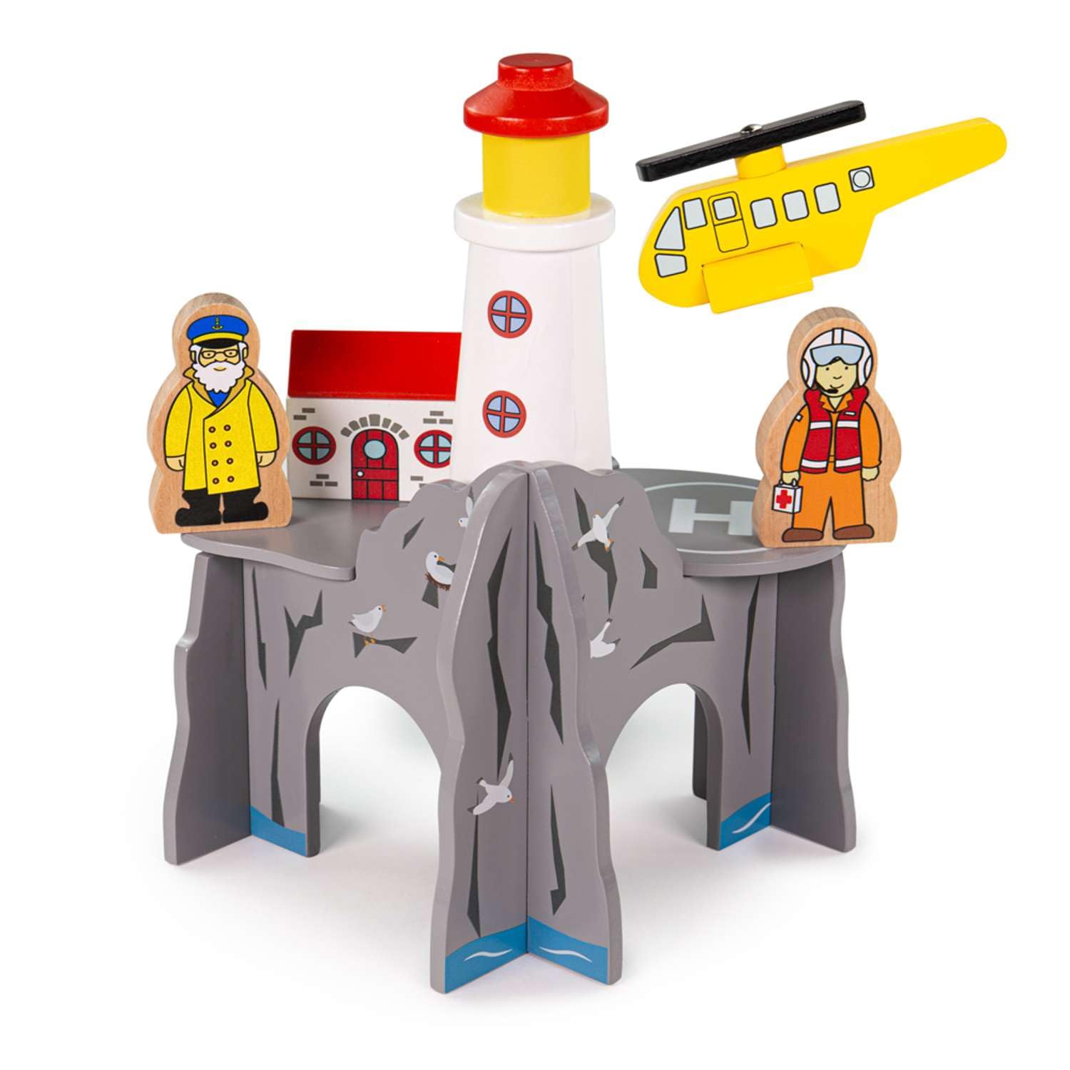 Bigjigs Rail, Lighthouse 4-Way Tunnel, Wooden Train Tunnel, Track Accessories, For Kids