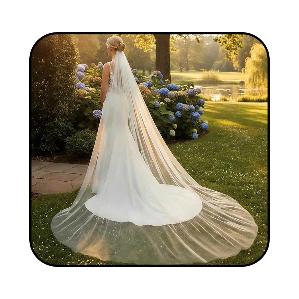 Flimire 2 Tiers Wedding Veils for Brides 118'' Cathedral Length Bridal Veil Soft Tulle Long Veils with Metal Comb