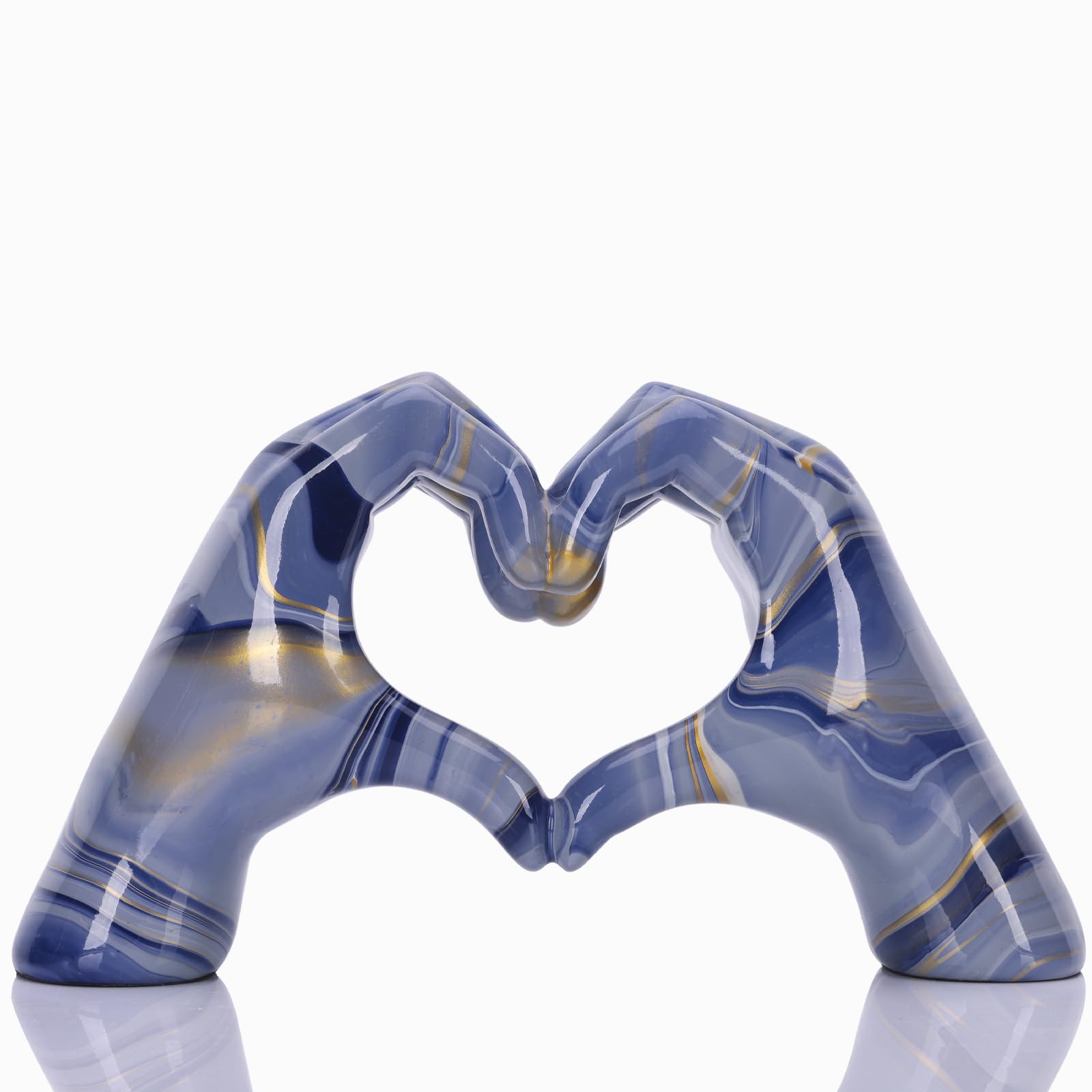 Colourful hand heart decoration, heart hand statue, love finger sculpture wedding decoration, suitable for bookshelf coffee table office bedroom TV cabinet bookshelf small ornaments home decoration.