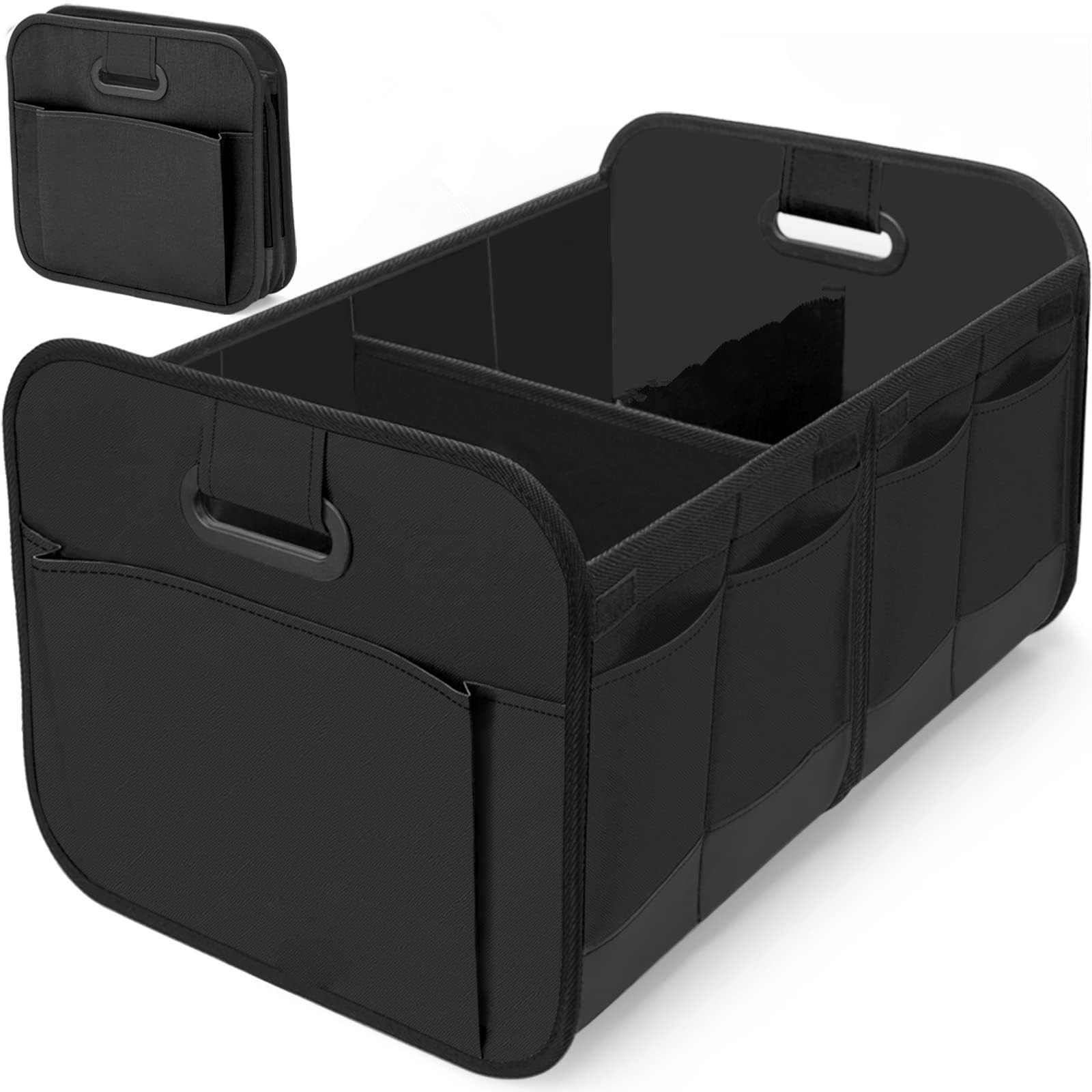 Organizer Bagagliaio Auto,Organizer Baule Auto Pieghevole con Scomparti,Borse per Bagagliaio con Tasche Extra e Pareti Rinforzate,Cuscinetti Antiscivolo per Campeggio