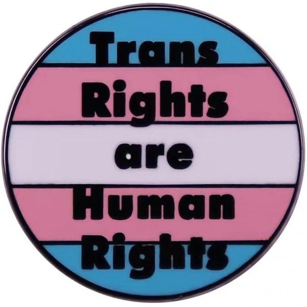 Sslvya Trans Rights Are Human Rights Brooch Pin Cartoon Rainbow Metal Lgbt Badge Lapel Pins Brooch for Clothes Backpack Jewelry
