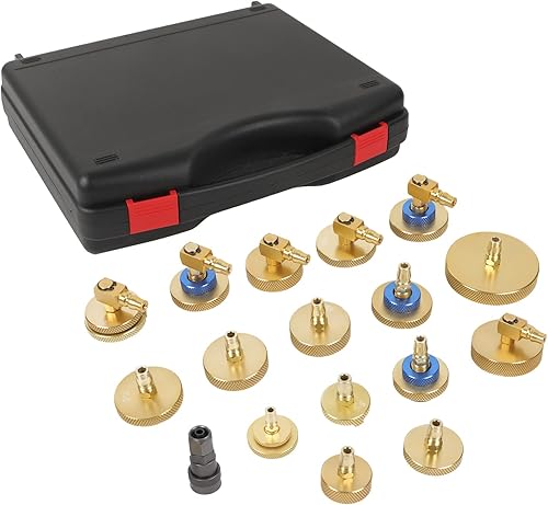 Cartoobe Kit de purga de cilindro maestro, 17 unidades, sistema de purga de presión de freno, adaptadores de purga de líquido para la mayoría de los