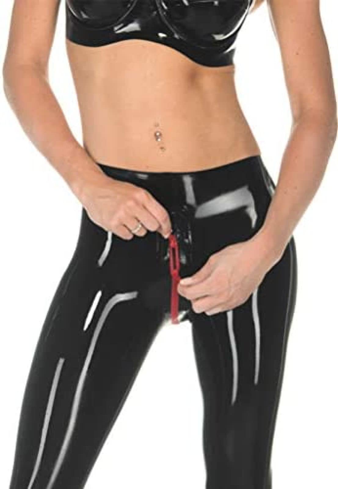 Latex Gummi Rubber Crotch Pantaloni Con Cerniera Rossa Pantaloni 0,4 Mm,X-Piccolo