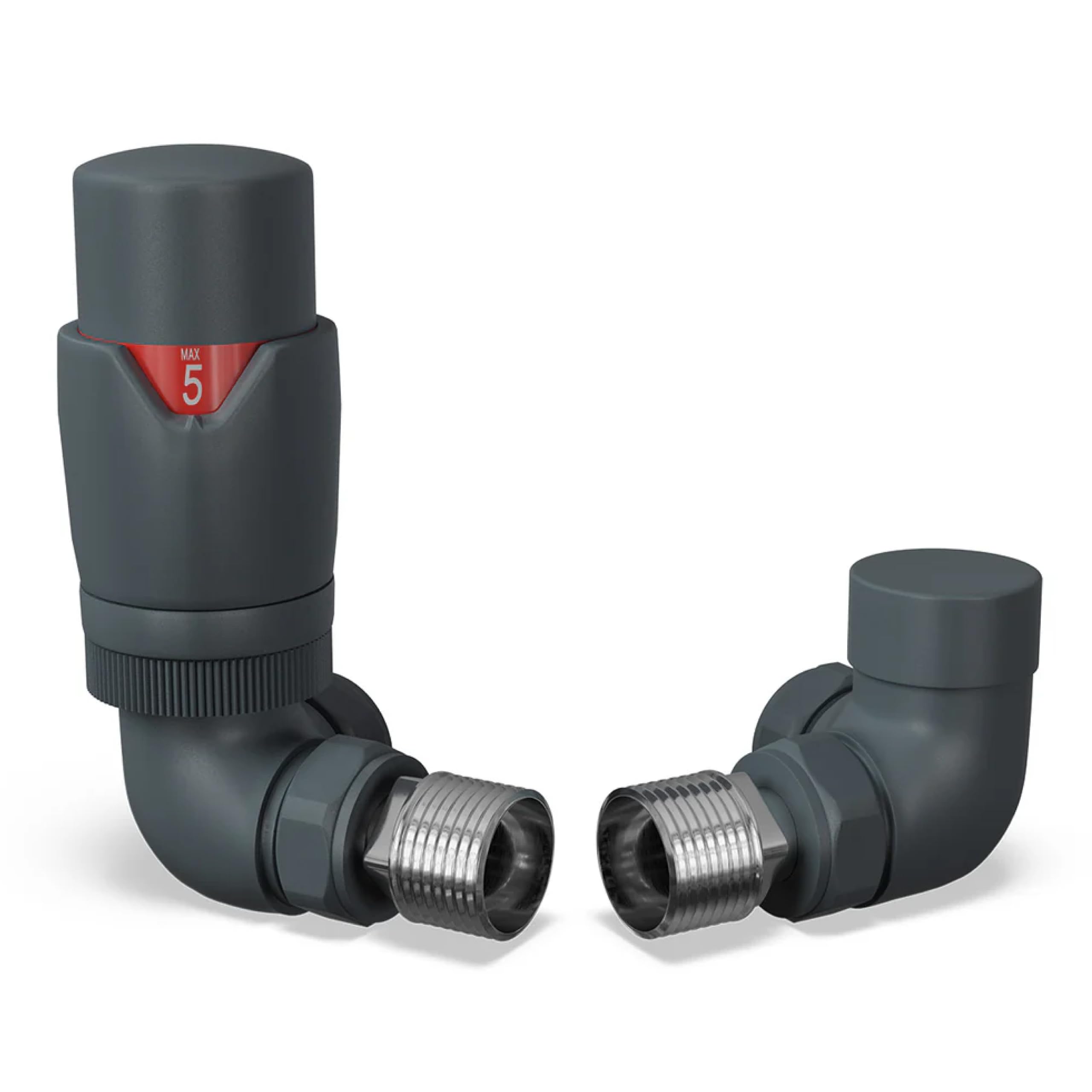 B&Q -  Thermostatic Radiator Valve Set Trv Corner With Lockshield 15mmModern Style AnthraciteStirling Bold