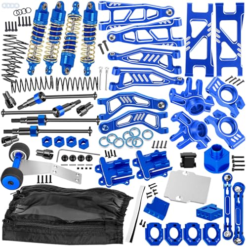 BRCatWPark RC Upgrades Part for 1/18 Granite Grom,Shock,Drive Shaft,Arm,Steering Caster Blocks,Wheelie Bar,Link,Motor Mount Set,Slipper Clutch,Gear Fixing seat,Diff Cover Set,Dustproof Guard,Blue