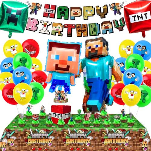 Decoração para festa de aniversário infantil, conjunto de 42 peças com balões, balões de alumínio 3D, banner, toalha de mesa, guardanapos para festa, balão temático de desenhos animados
