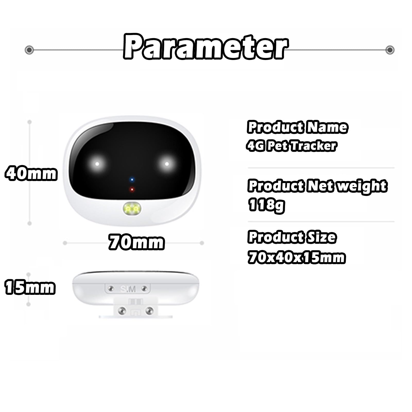 Collier de clôture pour chien, collier de suivi en temps réel rechargeable avec affichage des données sportives et alarme de batterie faible, 3 méthodes de suivi, garde les animaux en sécurité