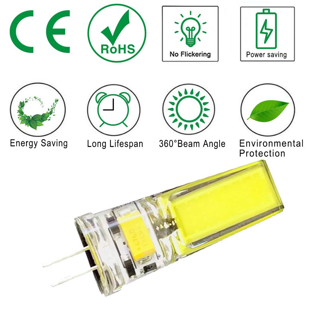 5W G4 LED Bulb Bi-Pin Base COB Light Bulbs Lamps AC DC 12V Cold White 5700k-6000k 400LM Super — view 2