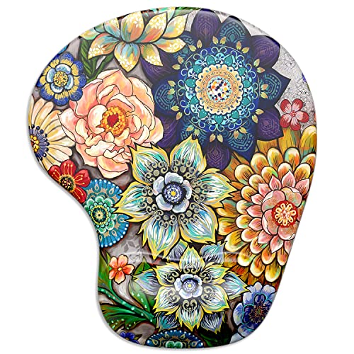 ITNRSIIET Mauspad, ergonomisches Mauspad mit Gel-Handgelenkauflage, Gaming-Mauspad mit Lycra-Tuch, rutschfeste PU-Unterseite für Gaming-Computer, Laptop, Zuhause, Büro und Reisen, Sukkulentenblume Cover