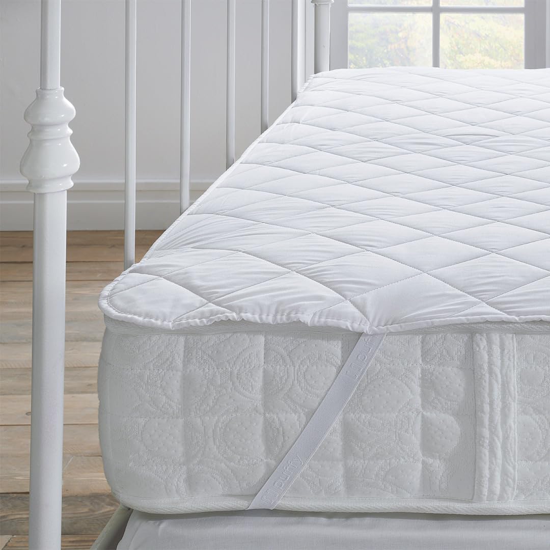 Yatas BEDDING Quilted Mattress Protector,Machine Washable and Easy Care, Superior Protection and Comfort,100% Natural Cotton Cover and Fluffy Filling,White (King) - 76