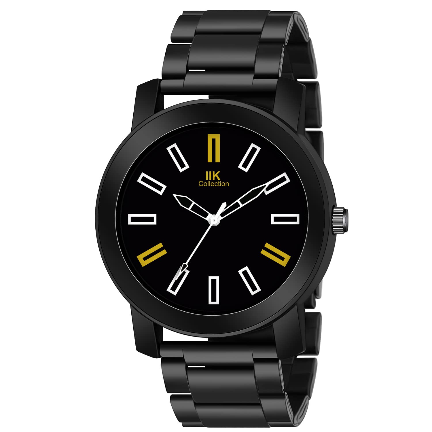 IIK COLLECTION Watches for Men Round Numerical Dial Analogue Men Watch|Long Battery Life|Stainless Steel Bracelet Black Chain with Long Lasting Polish/Adjustable Fixable Silicon Strap|Watches for Boys (B0B3F68P5X) Amazon Price History, Amazon Price Tracker