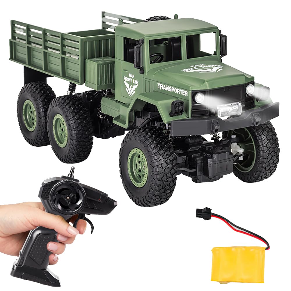 OBEST Military Truck 2.4Ghz Off-Road Remote Control Car RC 4WD Truck for ATVs, Children's Day Ideal Gift for Boys (Green)