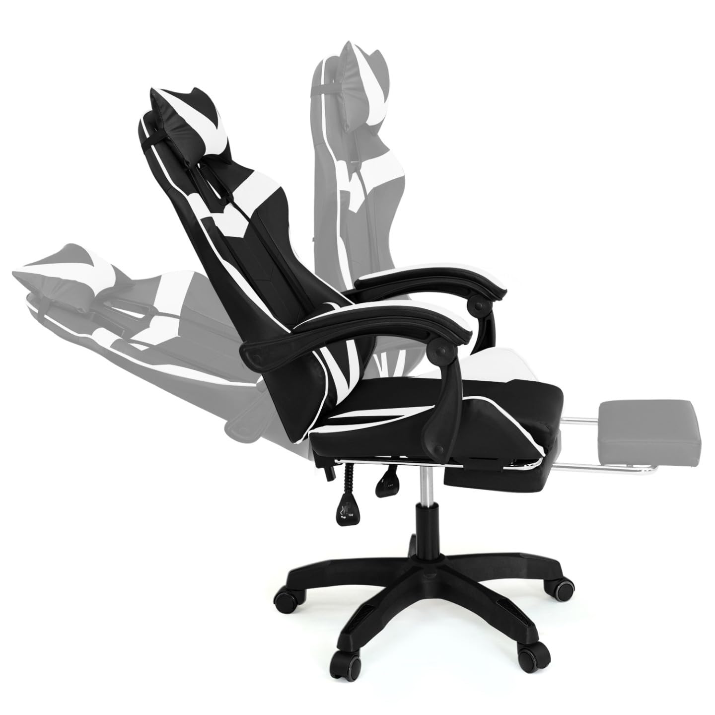 Fauteuil De Gaming ALEX Réglable - Avec Repose-pied, Coussin Tête Et Lombaire, Multicolore