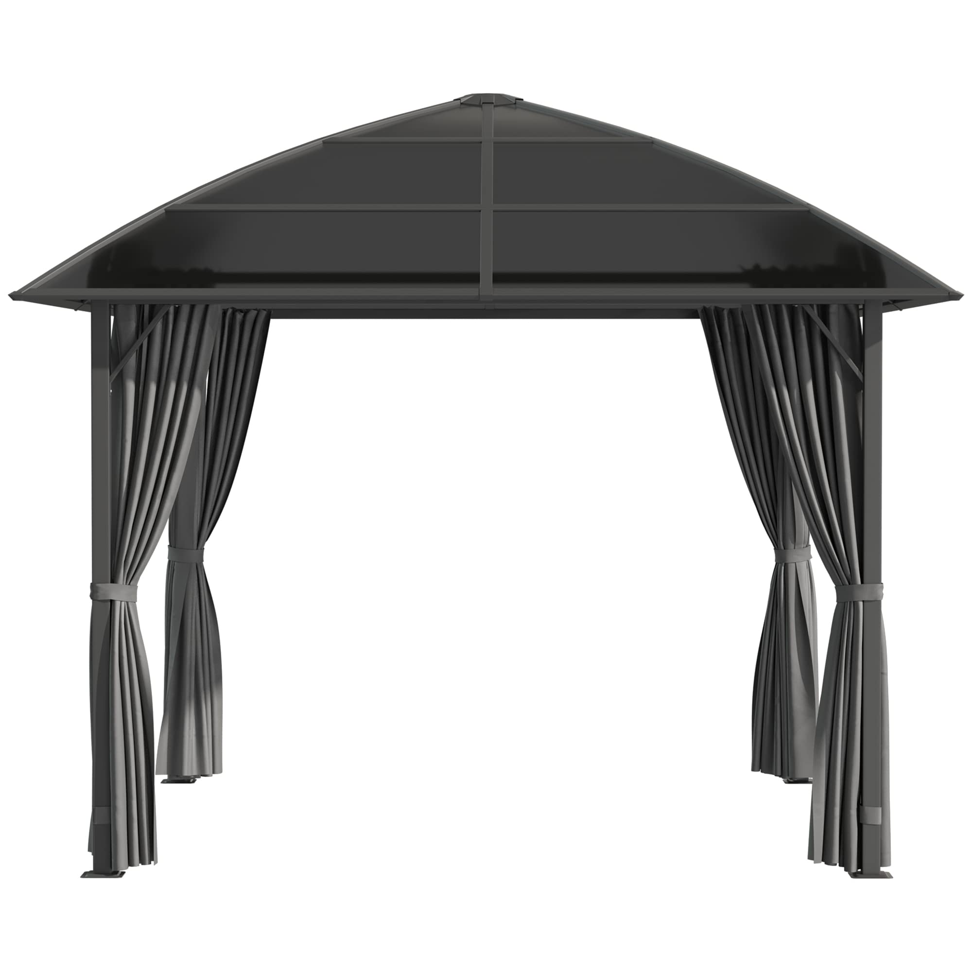 Outsunny Tonnelle de Jardin pavillon de Jardin 3 x 3 m Structure Aluminium Toit Polycarbonate imperméable UV 60+ avec parois latéraux Gris foncé