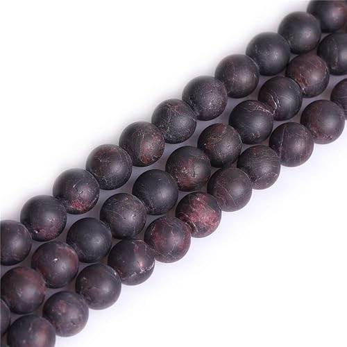 JOE Foreman - Cuentas de granate para hacer joyas naturales semipreciosas de 0.394in, redondas, mate, anticuado, 15.0in