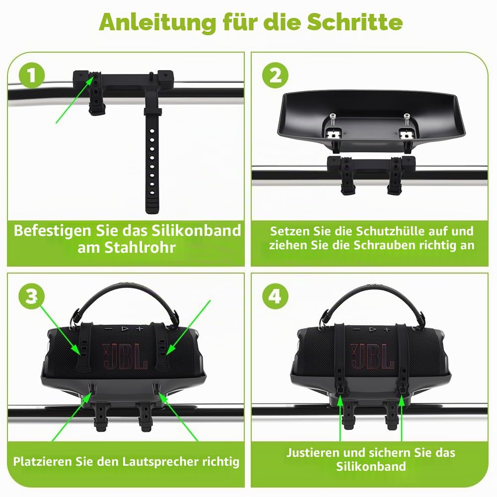 Tragbare Halterung für JBL Charge 6/5/4/3/Charge Essential 2/Essential Bluetooth-Lautsprecher,Outdoor Lenker-/Rohradapter für Fahrrad, E-Scooter, Golfcart & Bootsgeländer