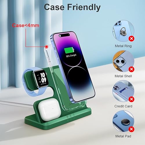 Miniatura 6 de Estación de carga 3 en 1 para cargador inalámbrico Apple para iPhone 16 15 14 13 12 11 X 8 y para cargador de Apple Watch Estación de carga