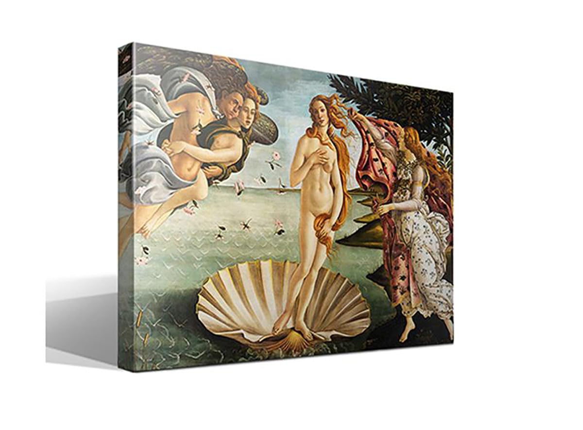 El Nacimiento de Venus | Sandro Botticelli | Renacimiento | Cuadro Canvas Wall Art | Impresión Giclée lienzo algodón puro | Bastidor 3cm | 55x75cm
