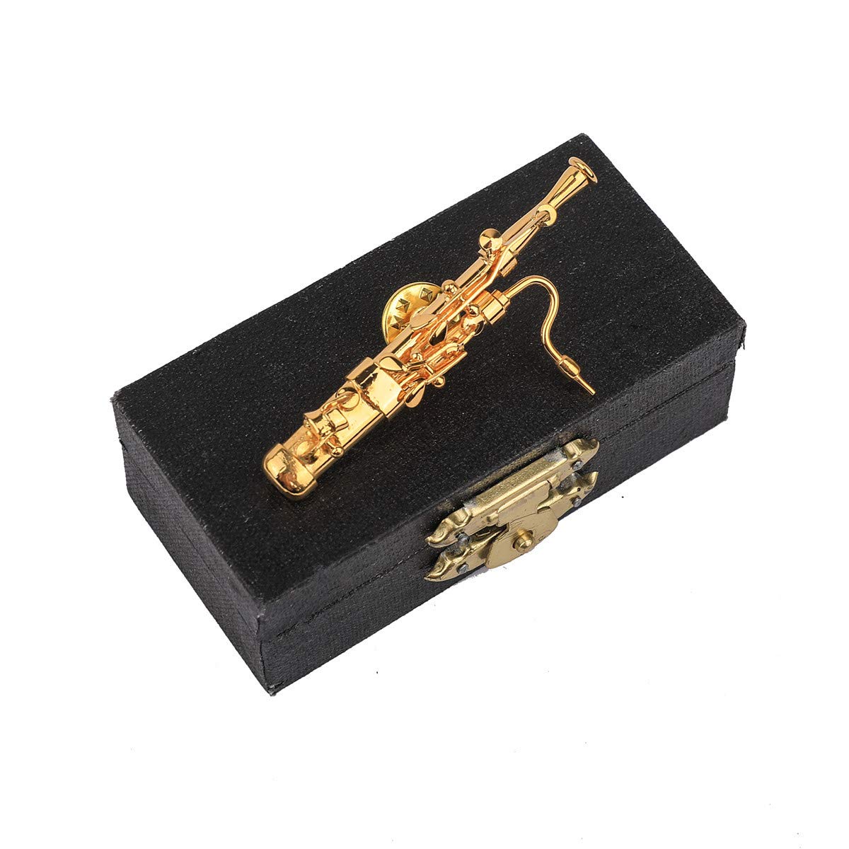 Broche de solapa de instrumento musical en miniatura con forro de terciopelo rojo, regalo musical, regalo de cumpleaños, metal