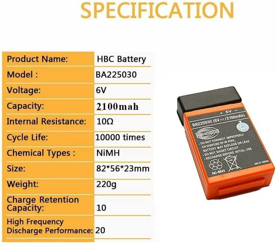 Miniatura 2 de BAOBUTE BA225030 BA225030 6V 2100mAh Batería recargable HBC Radiomatic Battery BA225030 para grúa HBC Control remoto Bomba Batería de camión