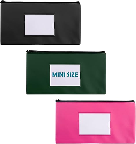Paquete de 3 mini bolsas de dinero para efectivo, 8.3 x 4.5 pulgadas, bolsas de dinero pequeñas con cremallera, ventana transparente y 3 tarjetas en disponible en Yaxa El Salvador