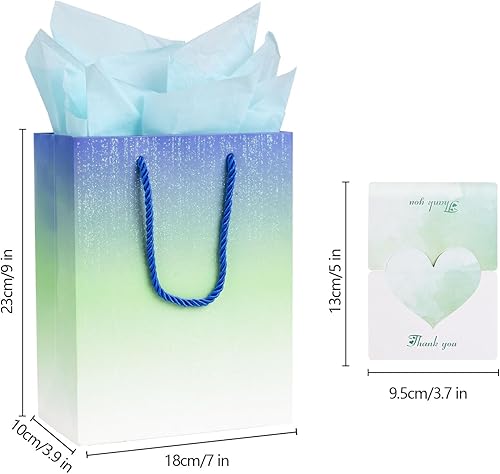 Miniatura 2 de Bolsas de regalo medianas, 2 bolsas de regalo de papel con papel de seda y tarjetas, bolsas de regalo con asas para mujeres y niñas, dama de honor,