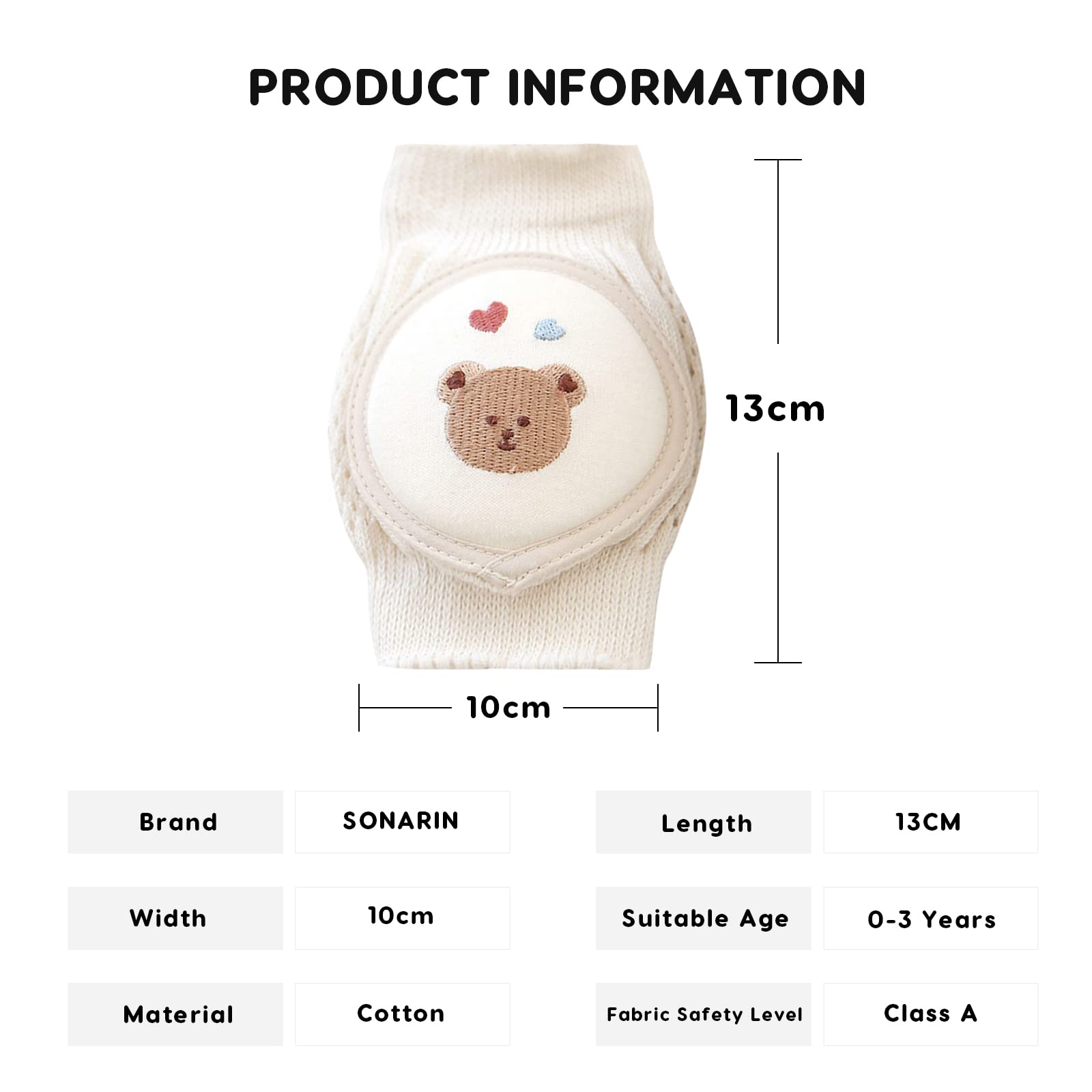 SONARIN Rodilleras Bebe para Gatear,2 Pares Rodilleras para Gatear Elásticas Protectores de Rodilla Calentador de Piernas Bebé Transpirable para Bebé Niños Niñas 0-36 Meses