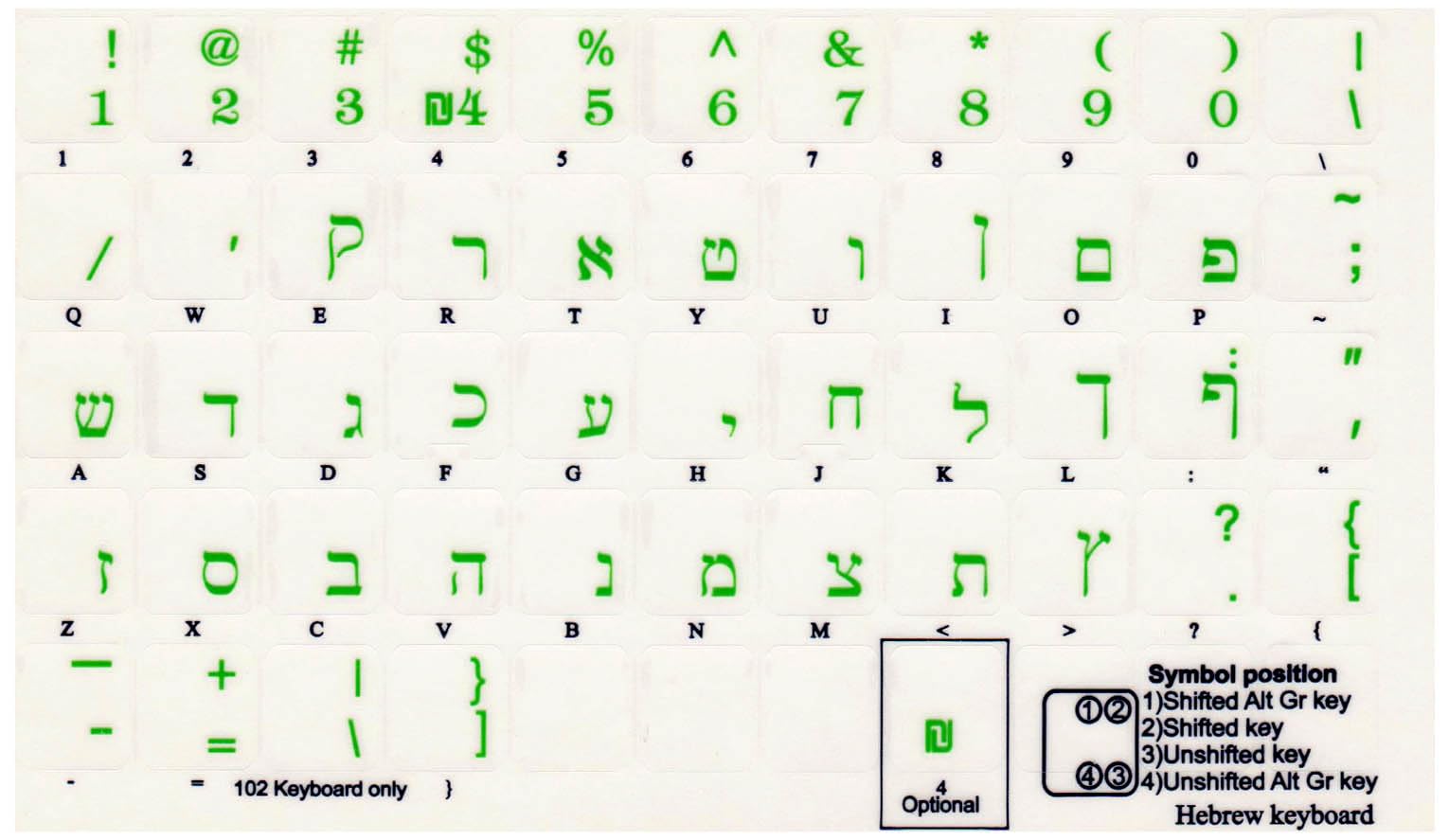 Escribe en dos idiomas con pegatinas de teclado hebreo transparente y letras verdes para PC 8