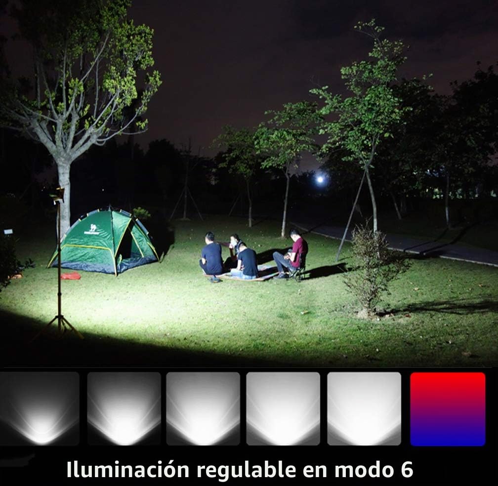 Foco LED Recargable 500W 9000LM, Reflector LED Portátil para Trabajo Exterior, Luz de Inundación con Batería 15600mAh, 6 Modos de Brillo Ajustables, Carga USB, IP66 Impermeable para Camping, Taller