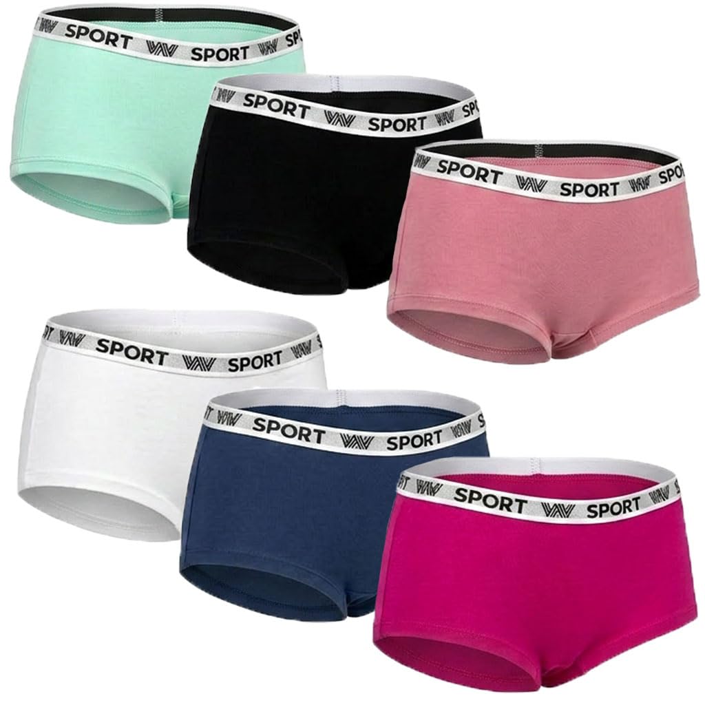 Mädchen Hipster Panty 6er Pack Girl Slip Stretch Baumwolle Sportliches Design