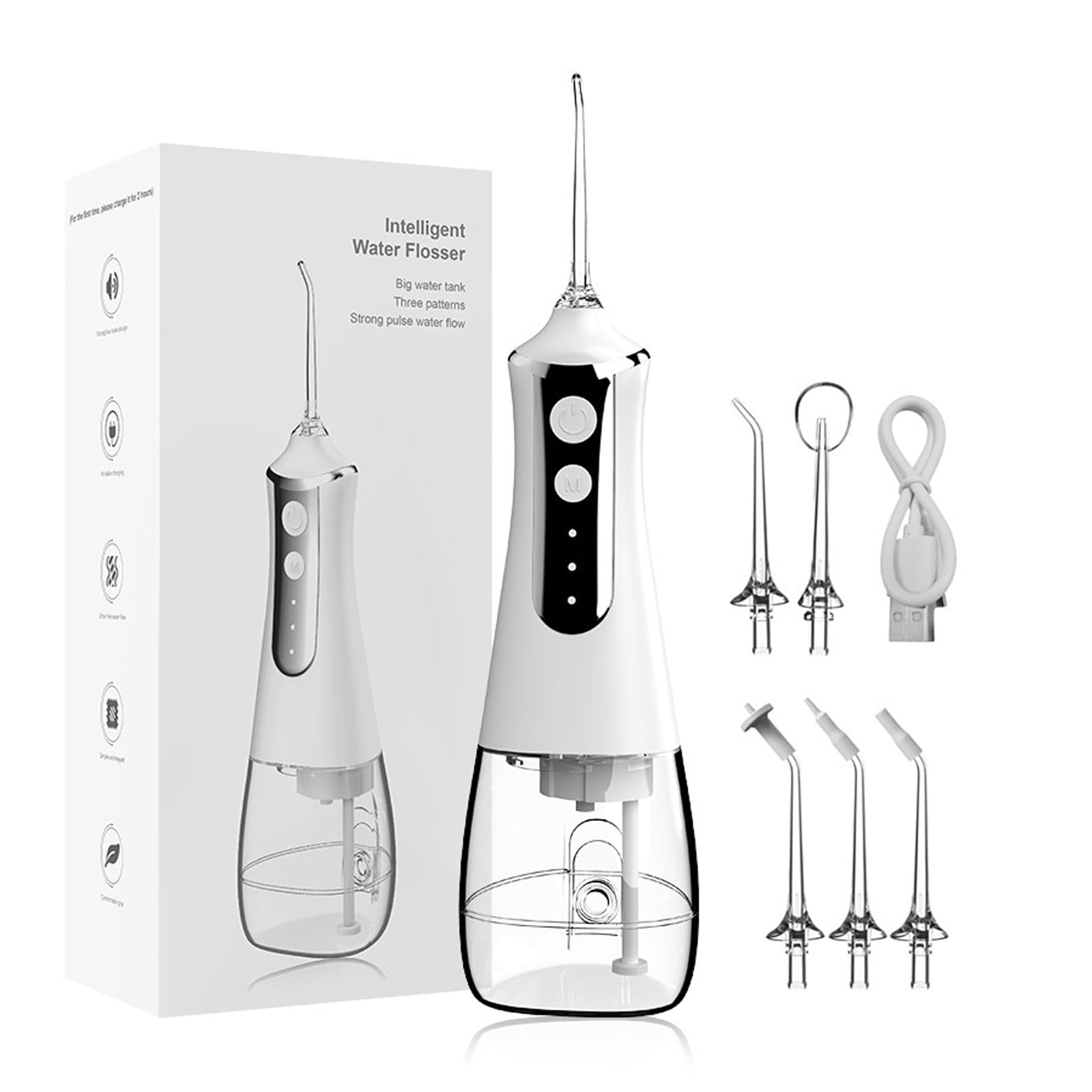Water Flosser for Teeth Cordless,Professional Oral Irrigator,Ergonomic Non-Slip Grip,3 Modes and 5 Nozzles,300ml Water Tank,Low Noise Level - 70db,for