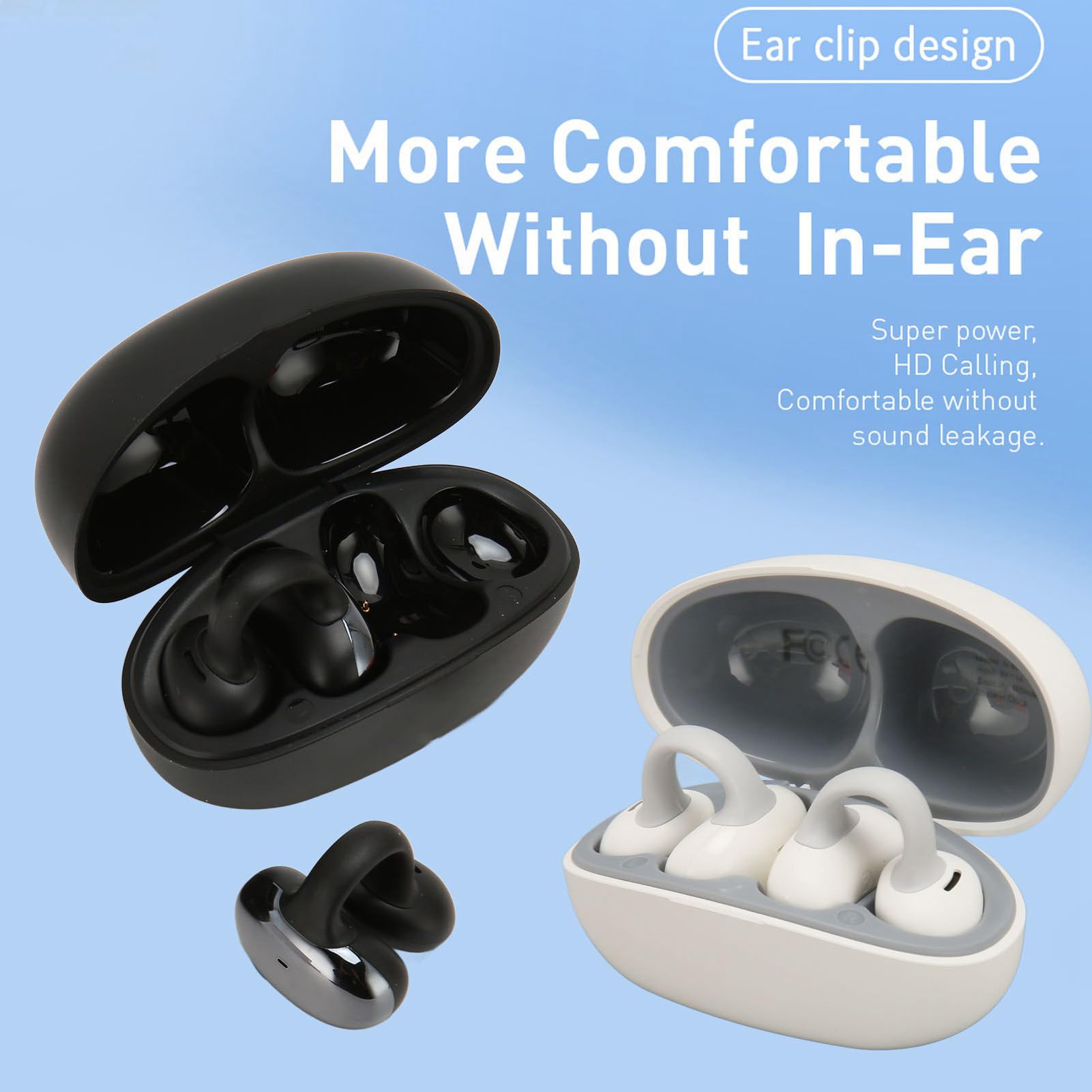 Auricolari Bluetooth 5.3 con Clip, PX5 Auricolari Impermeabili con Controllo Touch e Cancellazione del Rumore con Custodia di Ricarica per Sport Aziendali (BLACK)