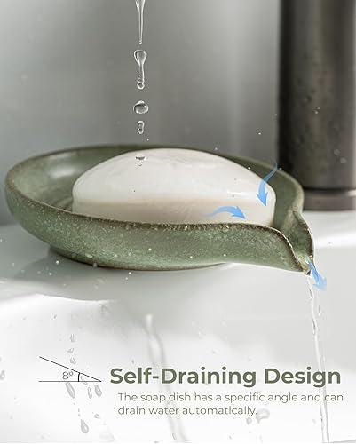 Miniatura 4 de Jaboneras de cerámica, jabonera de ducha con diseño de cascada, soporte de jabón autodrenante para ducha, baño, fregadero, cocina y encimera, color