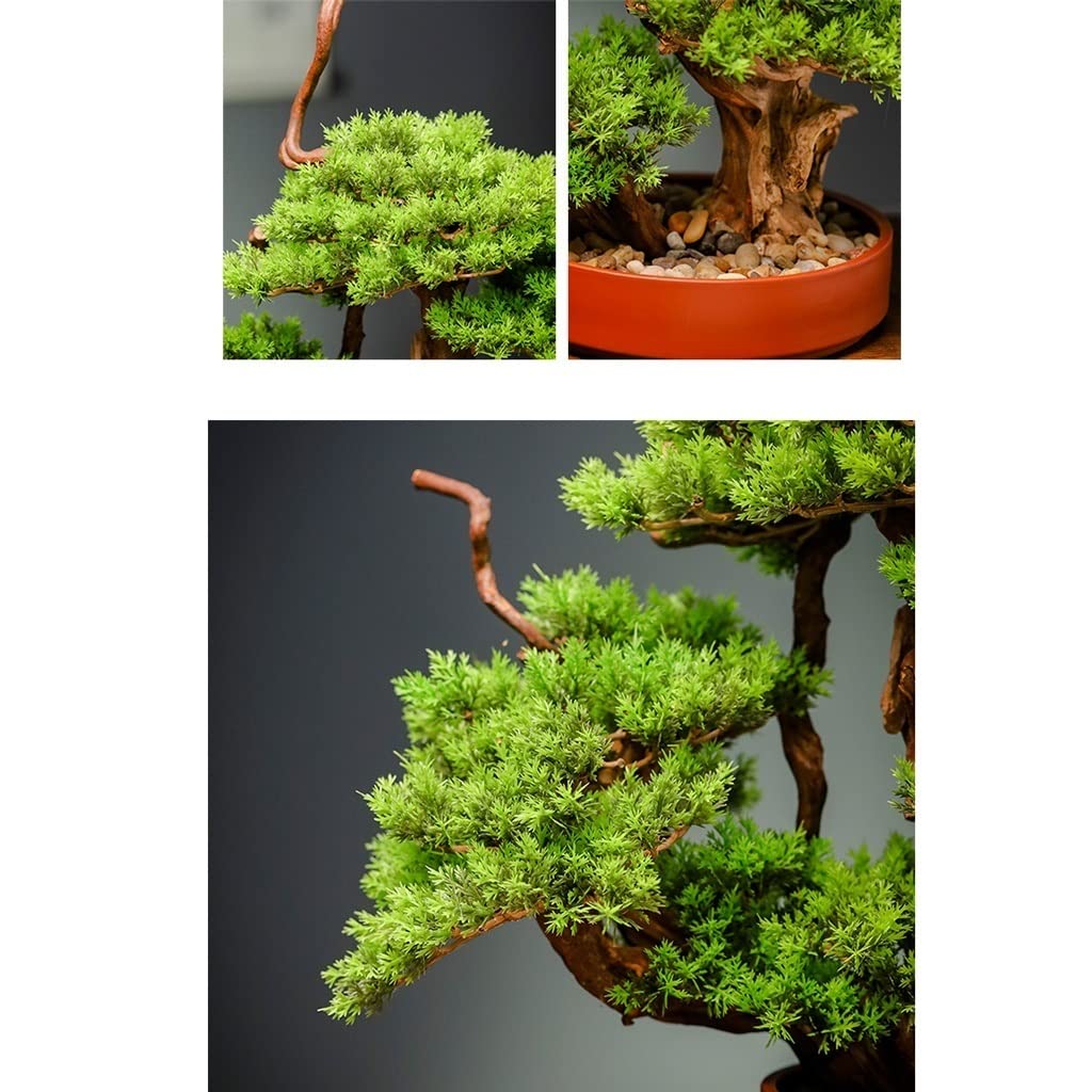Amazon｜人工観葉植物 盆栽 人工居心地の良い松の盆栽禅のような偽の緑