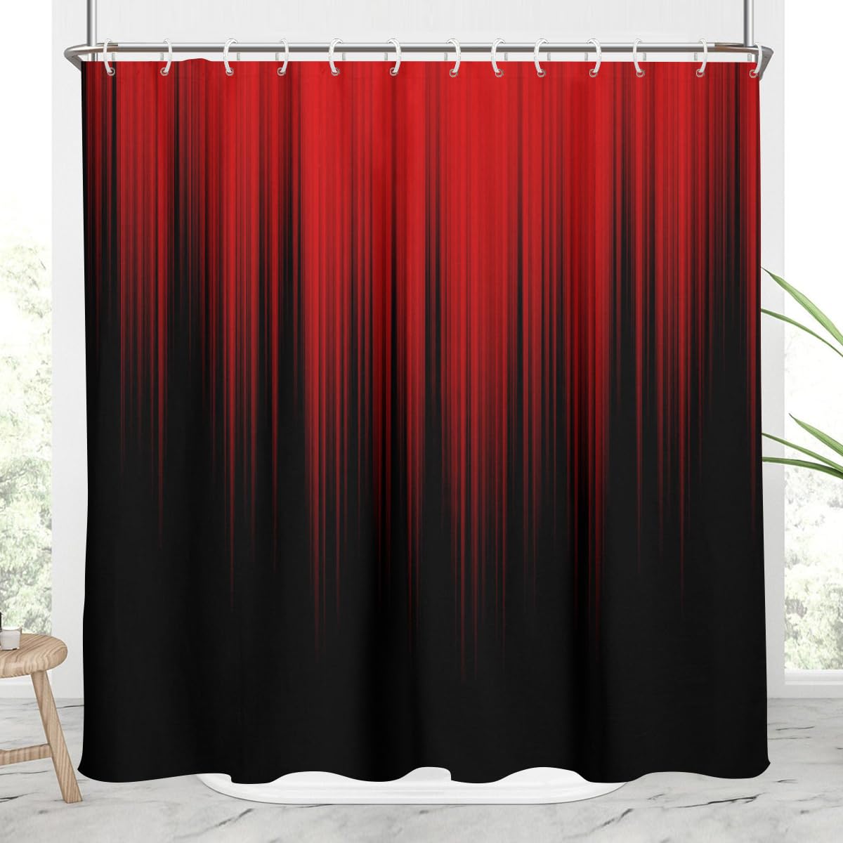 AAtter Red and Black Shower Curtain Standard Funny Ombre Adult Men Anime Elegant Design Bright Decorative Asian Dark Home Bathroom Decor Bathtub Set
