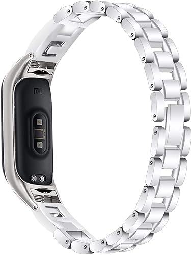 Miniatura 3 de Correa para Mi Band 5, pulsera de acero inoxidable con diamantes de imitación elegante para mujer, correa de repuesto delgada, ajustable, compatible